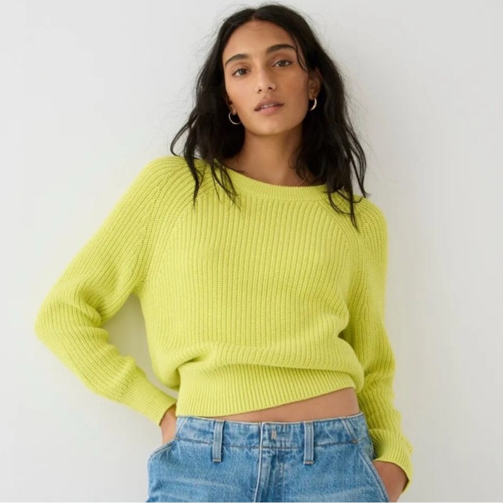 J.Crew Cotton Fisherman Sweater Lemon Sorbet